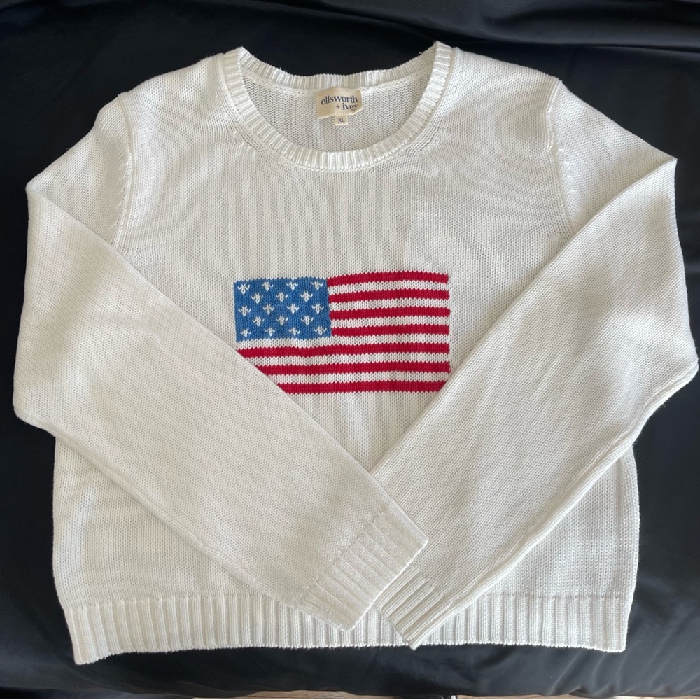 Ellesworth +Ivey Allways USA Flag Crew Neck Sweater - White - Picture 2 of 8
